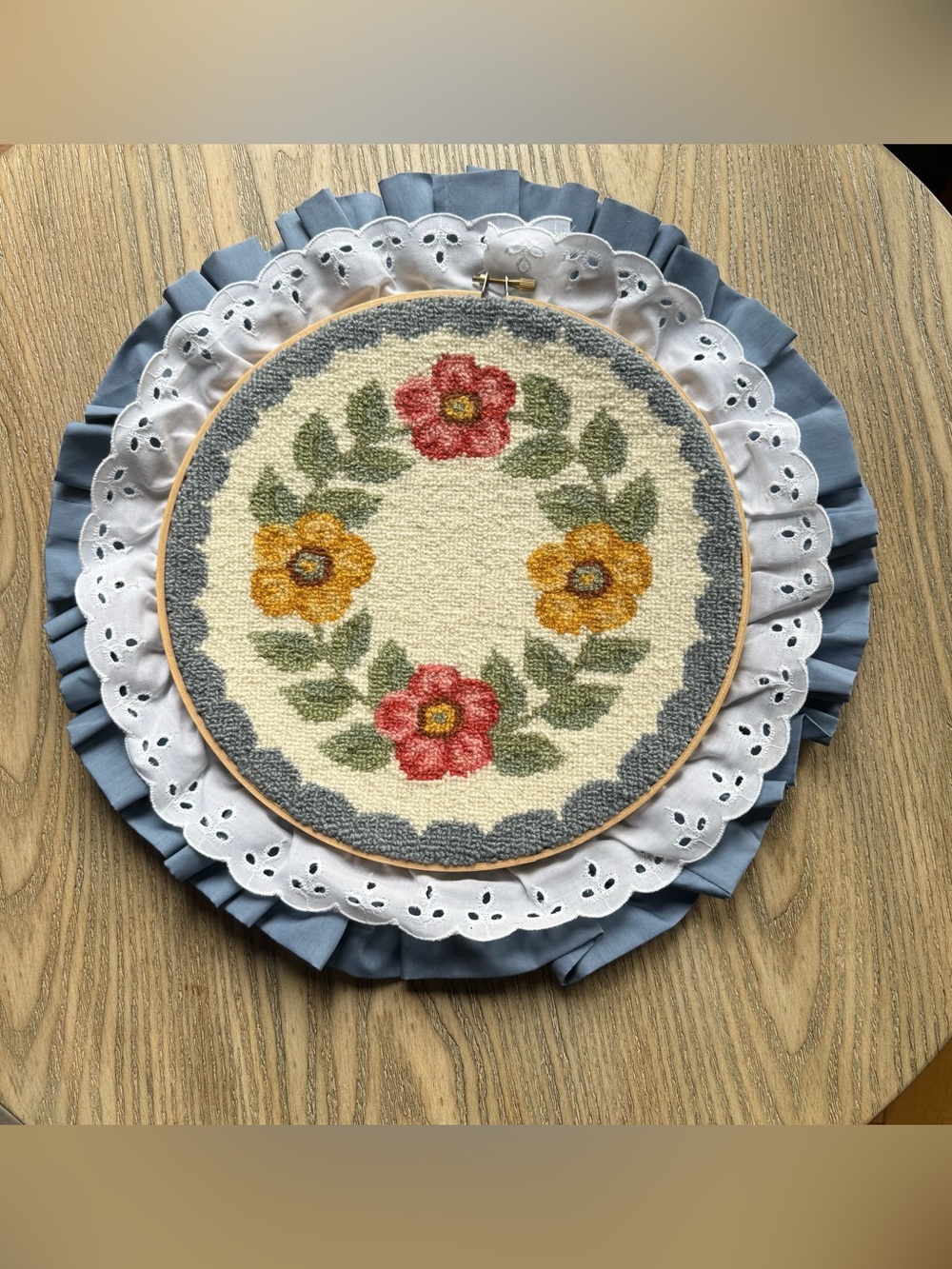 🎀Vintage Grandma Core Wool Punch Art Wall Hanging - Floral🎀